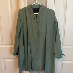 Exquisite Bitte Kai Rand tunic blouse in moss green, size large